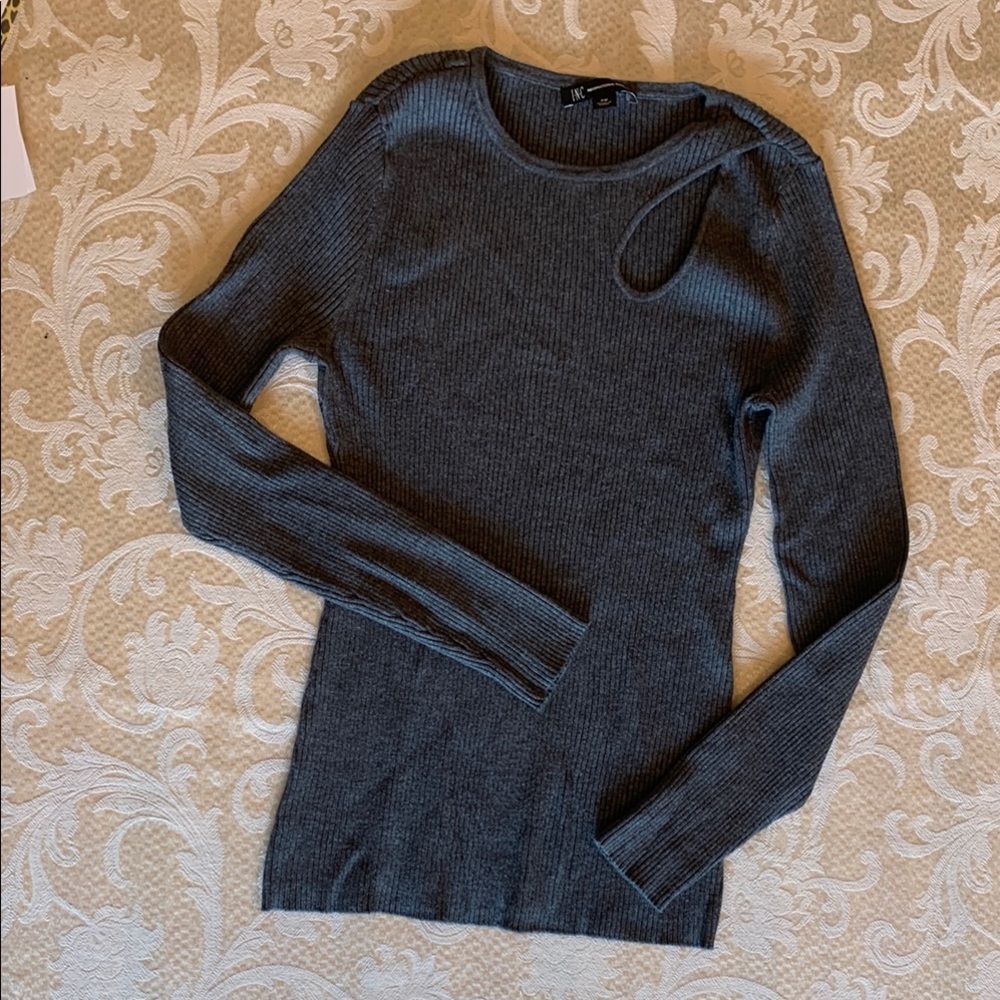 INC International Concepts Charcoal Ribbed Sweater